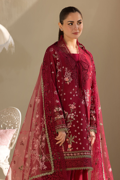 Unstitched Embroidered Lawn 3Pc Suit