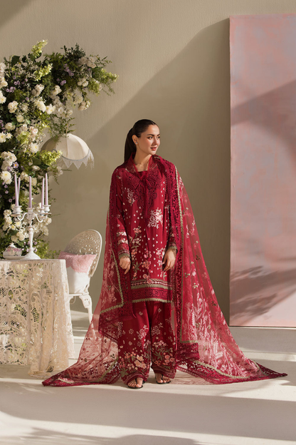 Unstitched Embroidered Lawn 3Pc Suit