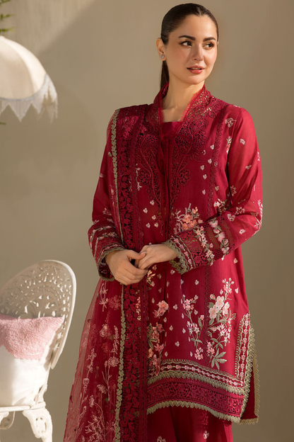 Unstitched Embroidered Lawn 3Pc Suit
