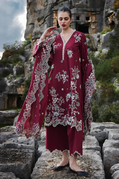 Unstitched Embroidered Lawn 3Pc Suit