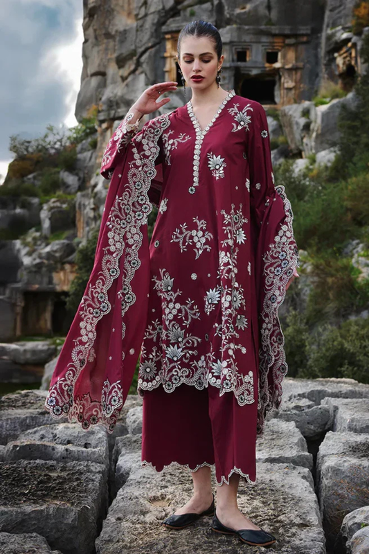 Unstitched Embroidered Lawn 3Pc Suit