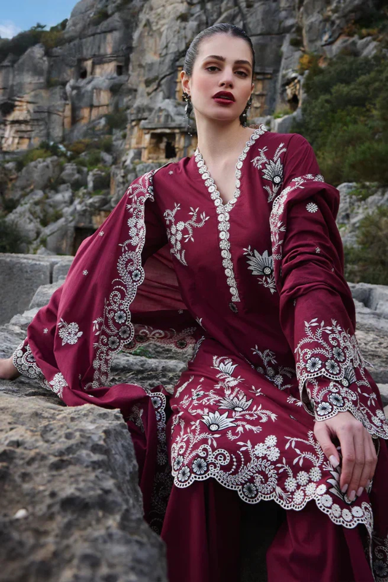 Unstitched Embroidered Lawn 3Pc Suit