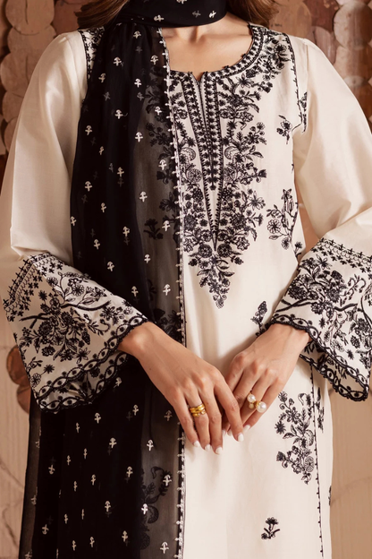 Unstitched Embroidered Lawn 3Pc Suit
