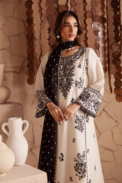 Unstitched Embroidered Lawn 3Pc Suit