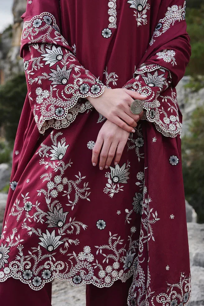 Unstitched Embroidered Lawn 3Pc Suit