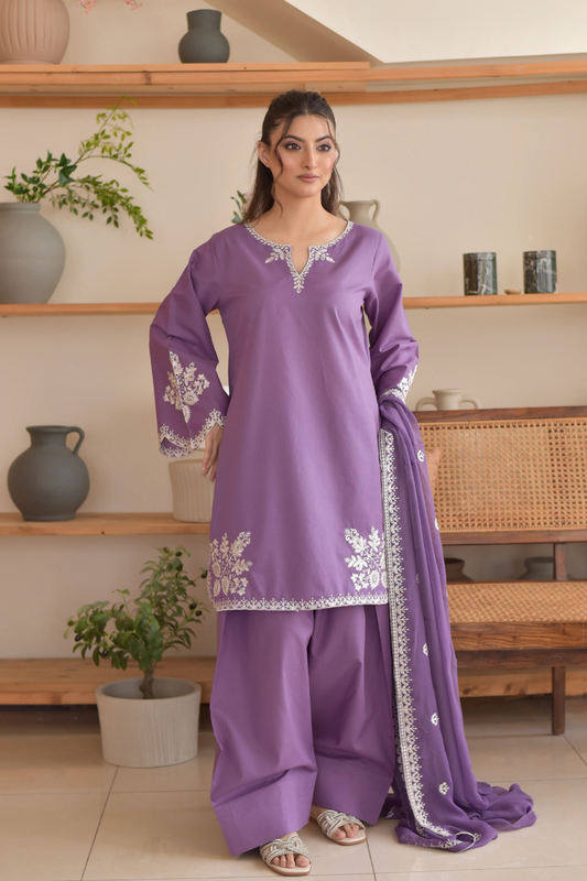 Unstitched Embroidered Lawn 3Pc Suit